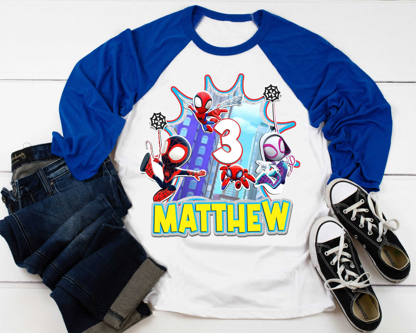 Spiderman Inspired Birthday T Shirt, Spidey & His friends theme Party, Gift Birthday Shirt, family tees Custom