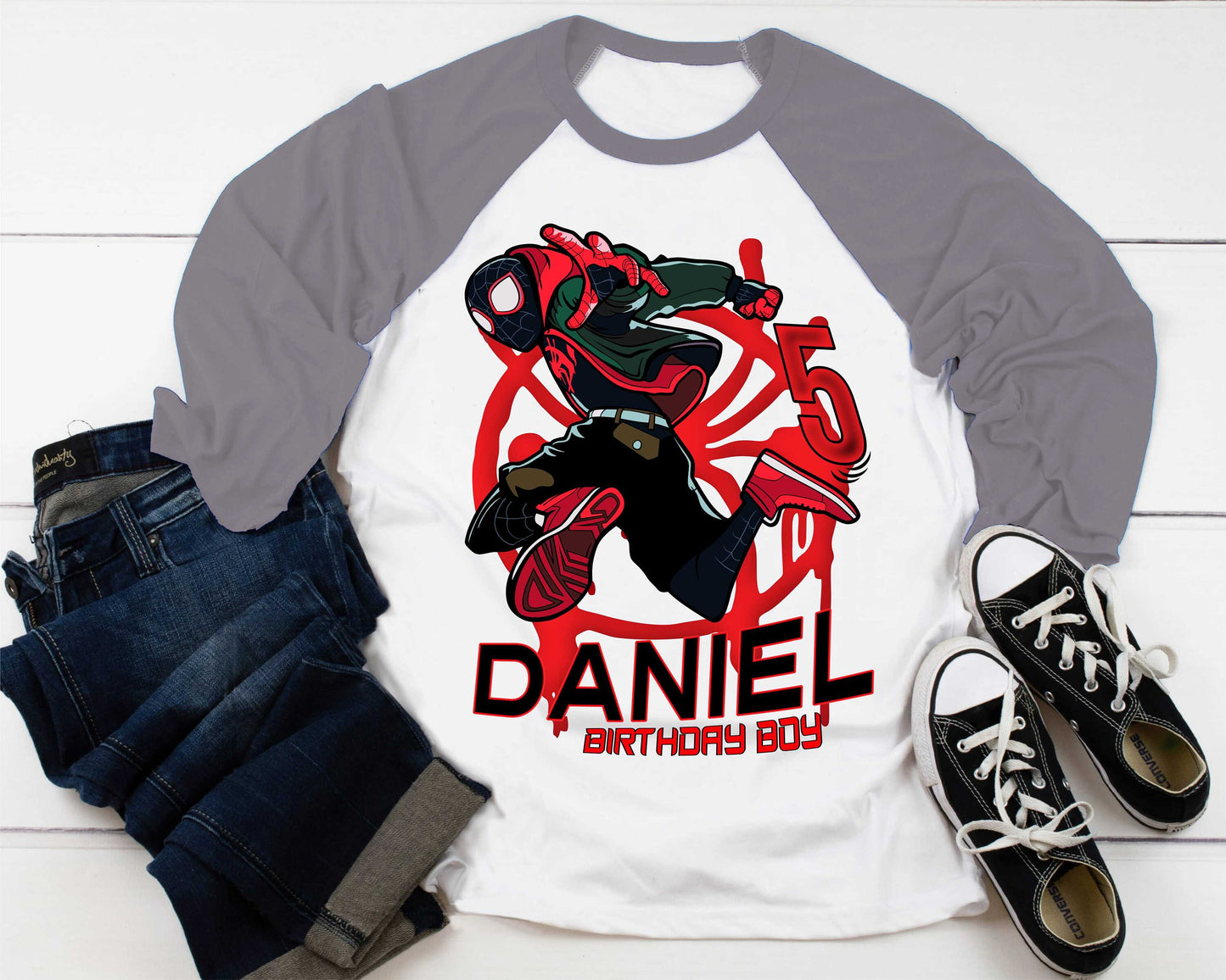 Spiderman Inspired Birthday T Shirt, Miles Morales theme Party, Gift Birthday Shirt, family tees Custom