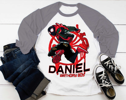Spiderman Inspired Birthday T Shirt, Miles Morales theme Party, Gift Birthday Shirt, family tees Custom