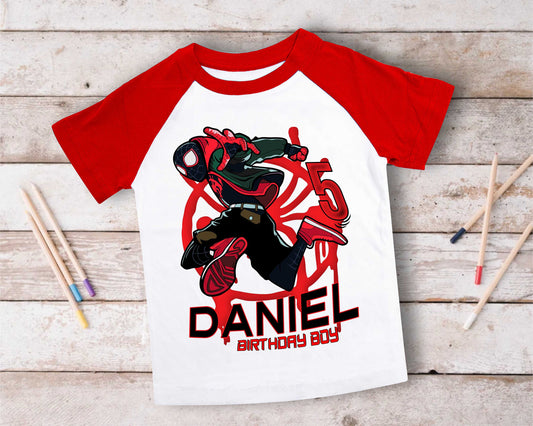 Spiderman Inspired Birthday T Shirt, Miles Morales theme Party, Gift Birthday Shirt, family tees Custom