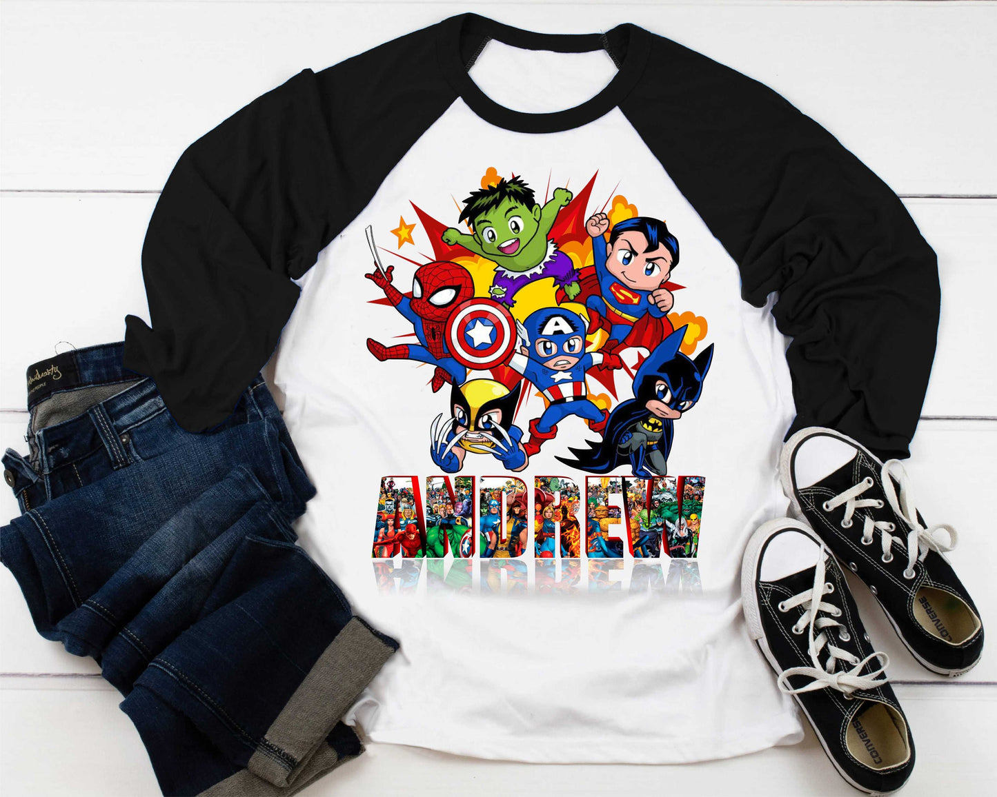 Superhero Comic Birthday T Shirt, Superhero theme Party, Iron Man, Hulk Personalized shirt Kids, family tees Custom