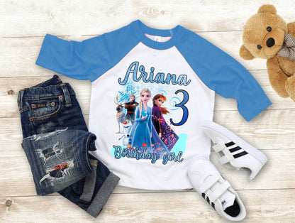 Princess Frozen Birthday T Shirt, Elsa Olaf theme Party, Gift Birthday Shirt, family tees Custom