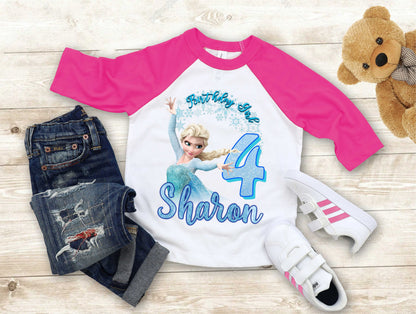 Princess Frozen Birthday T Shirt, Elsa Olaf theme Party, Gift Birthday Shirt, family tees Custom