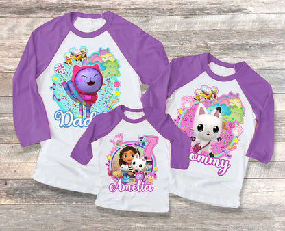 Dollhouse Family Birthday T Shirt, Gabby Theme Party Shirt , Gift Birthday Shirt, family tees Custom