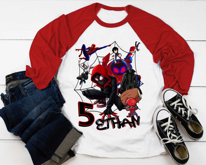 Spiderman Inspired Birthday T Shirt, Miles Morales theme Party, Gift Birthday Shirt, family tees Custom