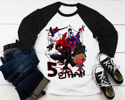 Spiderman Inspired Birthday T Shirt, Miles Morales theme Party, Gift Birthday Shirt, family tees Custom