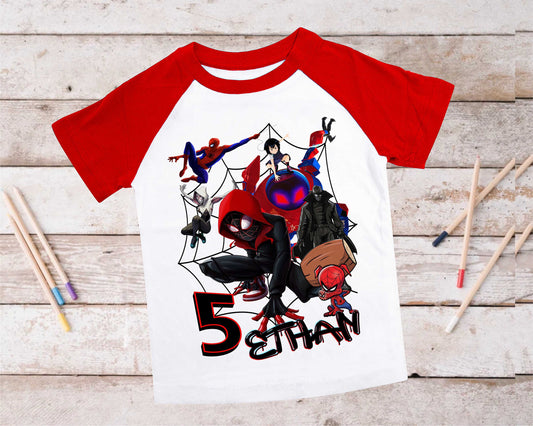Spiderman Inspired Birthday T Shirt, Miles Morales theme Party, Gift Birthday Shirt, family tees Custom