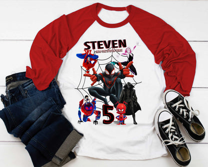 Spiderman Inspired Birthday T Shirt, Miles Morales theme Party, Gift Birthday Shirt, family tees Custom