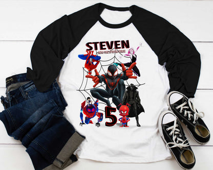 Spiderman Inspired Birthday T Shirt, Miles Morales theme Party, Gift Birthday Shirt, family tees Custom