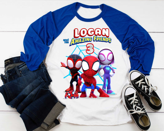 Spiderman Inspired Birthday T Shirt, Spidey & His friends theme Party, Gift Birthday Shirt, family tees Custom
