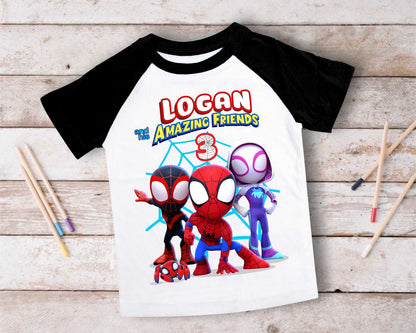 Spiderman Inspired Birthday T Shirt, Spidey & His friends theme Party, Gift Birthday Shirt, family tees Custom