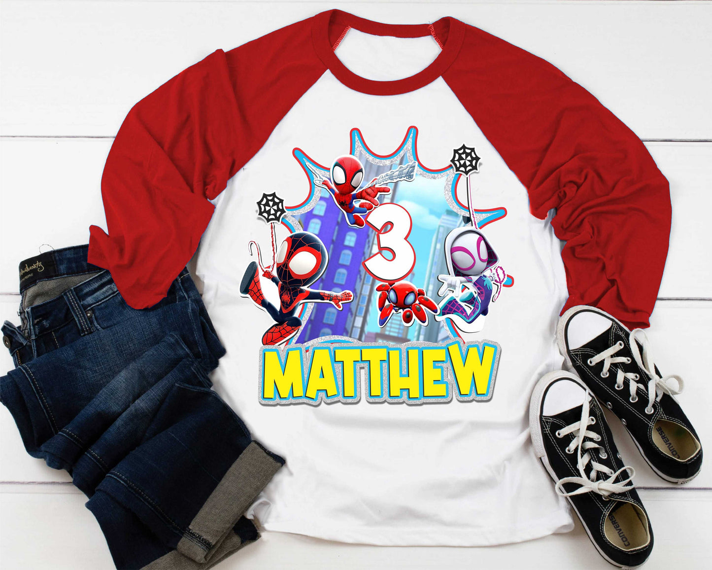 Spiderman Inspired Birthday T Shirt, Spidey & His friends theme Party, Gift Birthday Shirt, family tees Custom