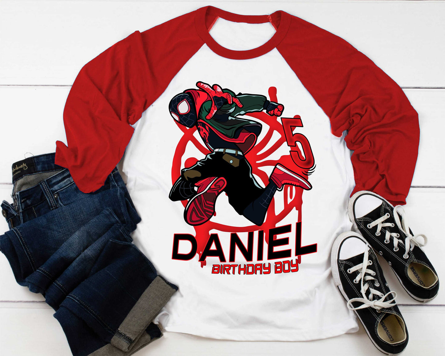 Spiderman Inspired Birthday T Shirt, Miles Morales theme Party, Gift Birthday Shirt, family tees Custom