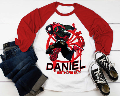Spiderman Inspired Birthday T Shirt, Miles Morales theme Party, Gift Birthday Shirt, family tees Custom