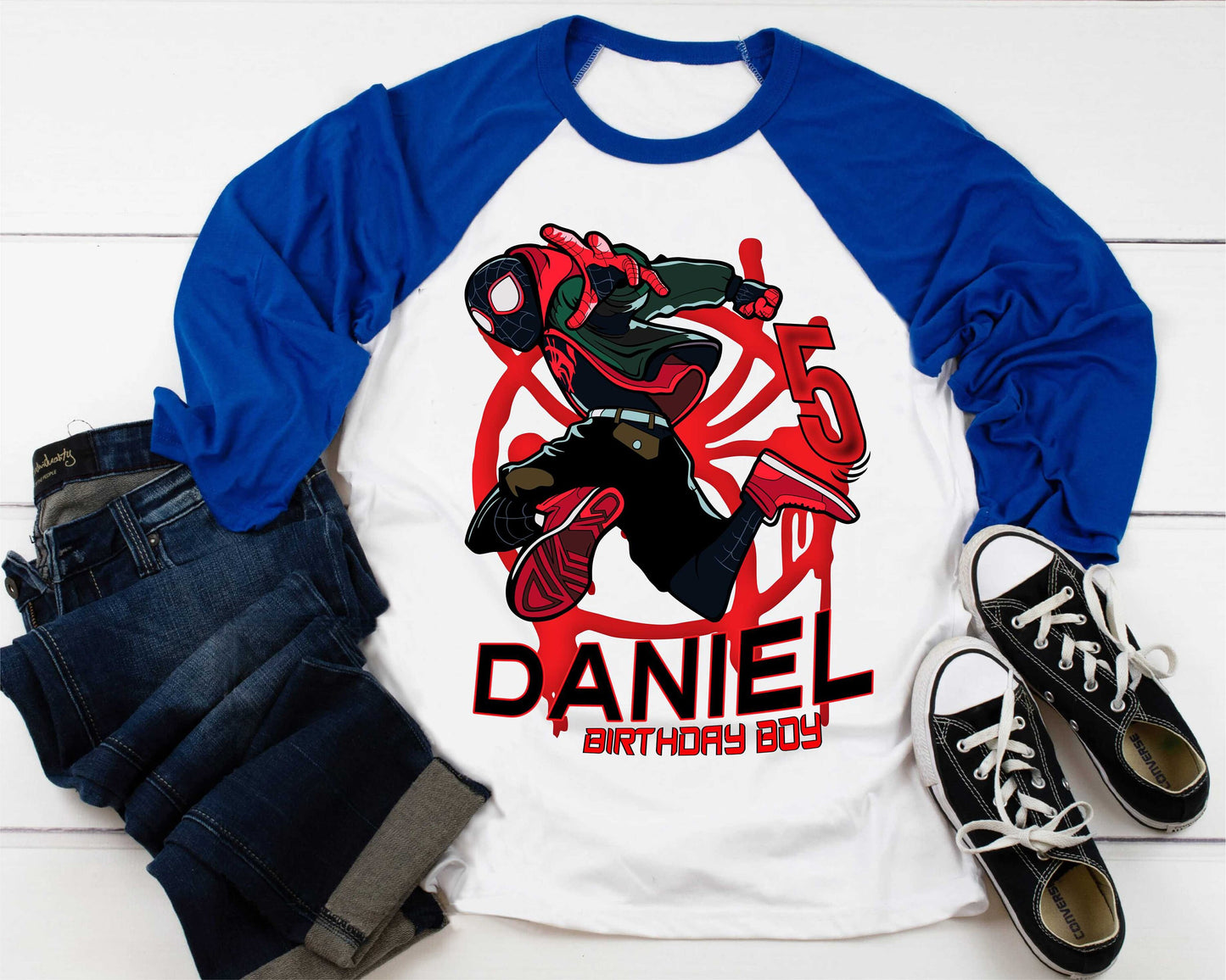 Spiderman Inspired Birthday T Shirt, Miles Morales theme Party, Gift Birthday Shirt, family tees Custom