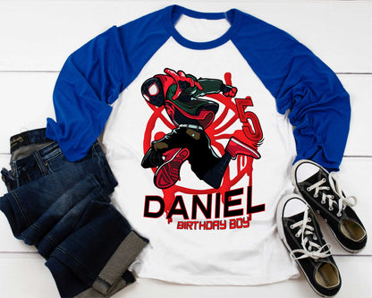 Spiderman Inspired Birthday T Shirt, Miles Morales theme Party, Gift Birthday Shirt, family tees Custom