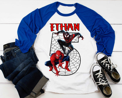 Spiderman Inspired Birthday T Shirt, Miles Morales theme Party, Gift Birthday Shirt, family tees Custom