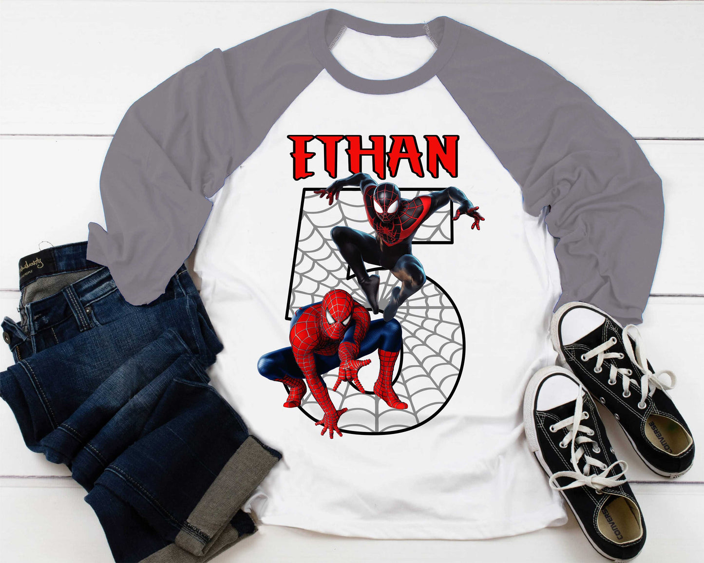 Spiderman Inspired Birthday T Shirt, Miles Morales theme Party, Gift Birthday Shirt, family tees Custom