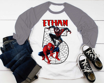 Spiderman Inspired Birthday T Shirt, Miles Morales theme Party, Gift Birthday Shirt, family tees Custom