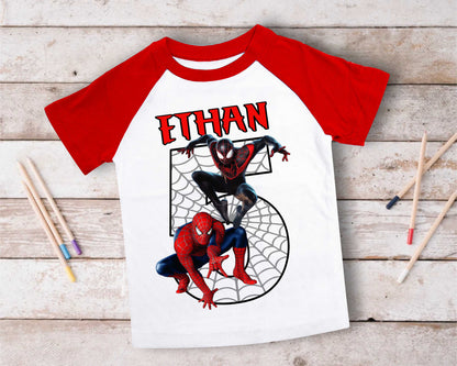 Spiderman Inspired Birthday T Shirt, Miles Morales theme Party, Gift Birthday Shirt, family tees Custom