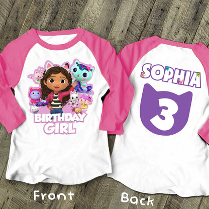 Dollhouse Birthday T Shirt, Gabby Theme Party Shirt , Gift Birthday Shirt, family tees Custom