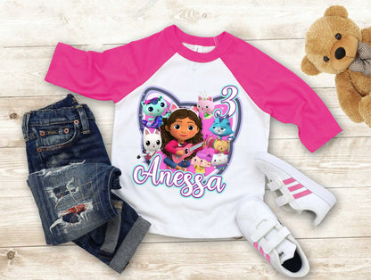Dollhouse Birthday T Shirt, Gabby Theme Party Shirt , Gift Birthday Shirt, family tees Custom