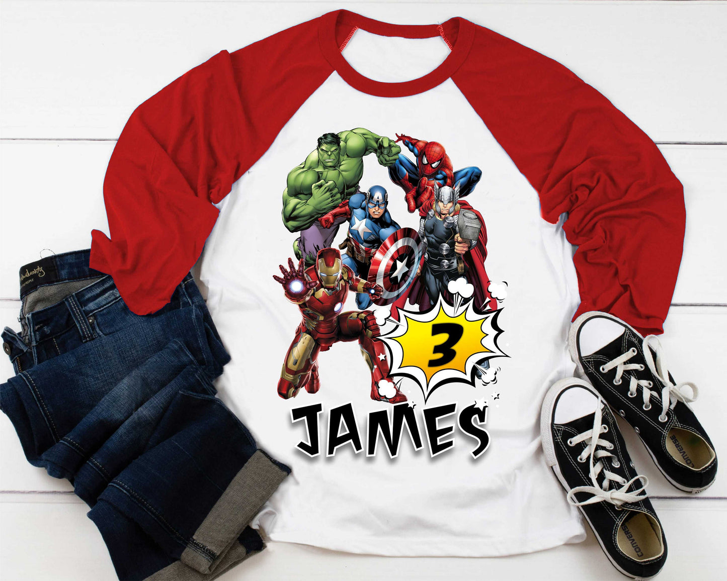 Superhero Comic Birthday T Shirt, Superhero theme Party, Iron Man, Hulk Personalized shirt Kids, family tees Custom