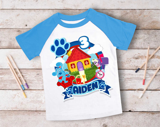 Blue Clue Inspired Birthday T Shirt, Blue Clue theme Party, Gift Birthday Shirt, family tees Custom