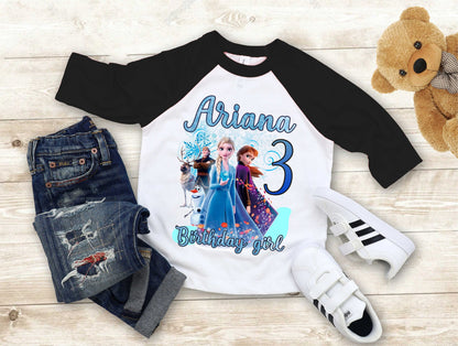 Princess Frozen Birthday T Shirt, Elsa Olaf theme Party, Gift Birthday Shirt, family tees Custom