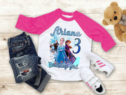 Princess Frozen Birthday T Shirt, Elsa Olaf theme Party, Gift Birthday Shirt, family tees Custom
