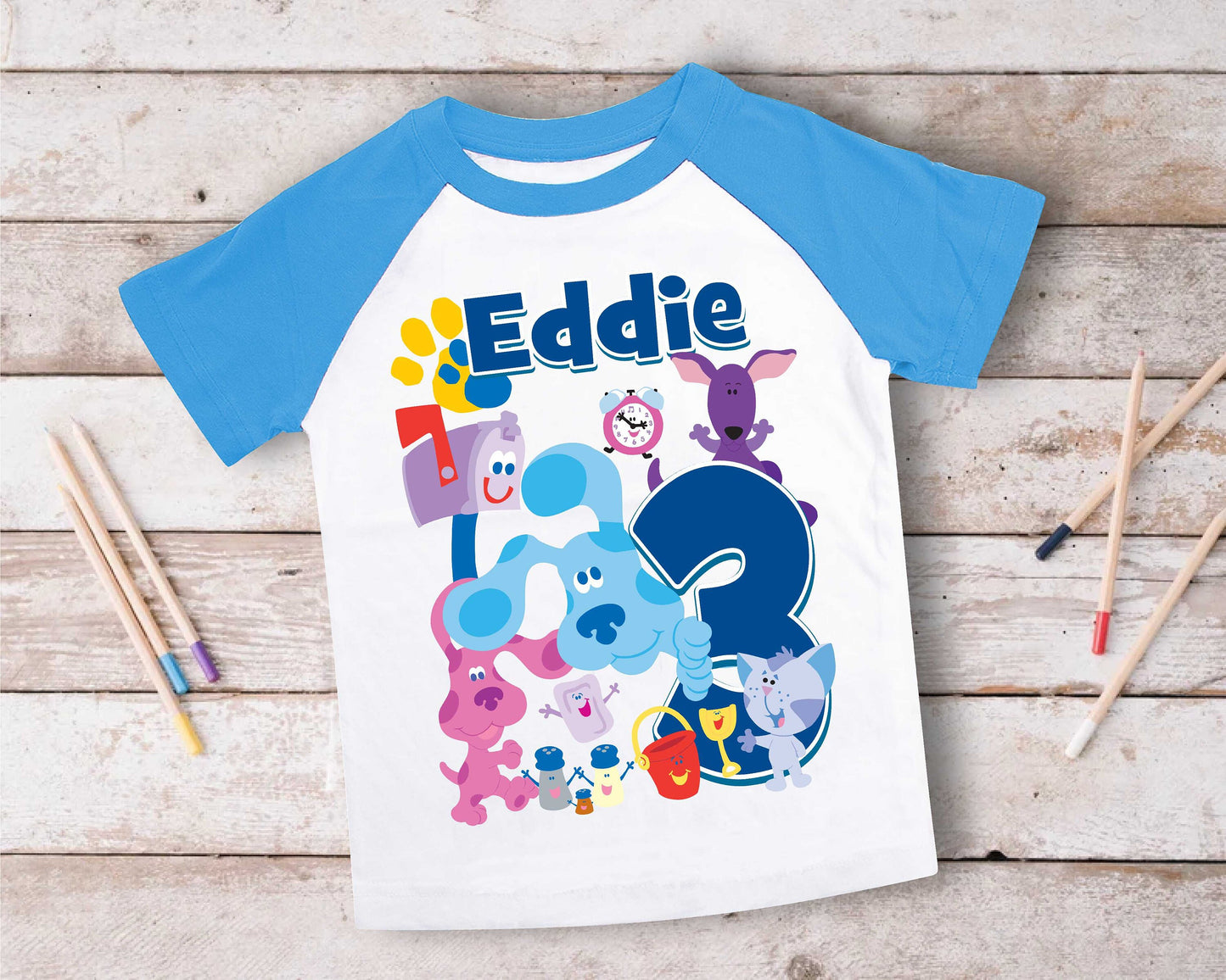 Blue Clue Inspired Birthday T Shirt, Blue Clue theme Party, Gift Birthday Shirt, family tees Custom