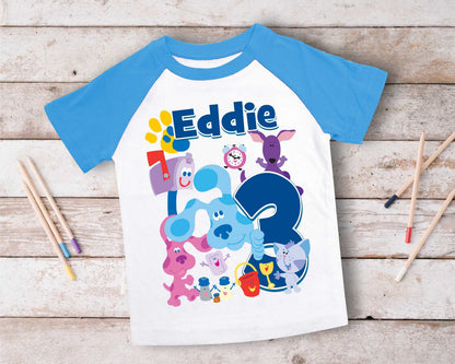 Blue Clue Inspired Birthday T Shirt, Blue Clue theme Party, Gift Birthday Shirt, family tees Custom
