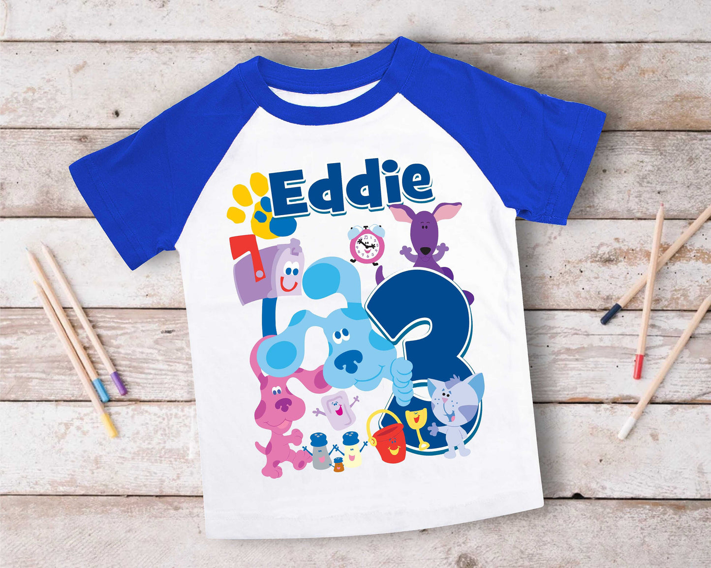 Blue Clue Inspired Birthday T Shirt, Blue Clue theme Party, Gift Birthday Shirt, family tees Custom