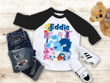 Blue Clue Inspired Birthday T Shirt, Blue Clue theme Party, Gift Birthday Shirt, family tees Custom