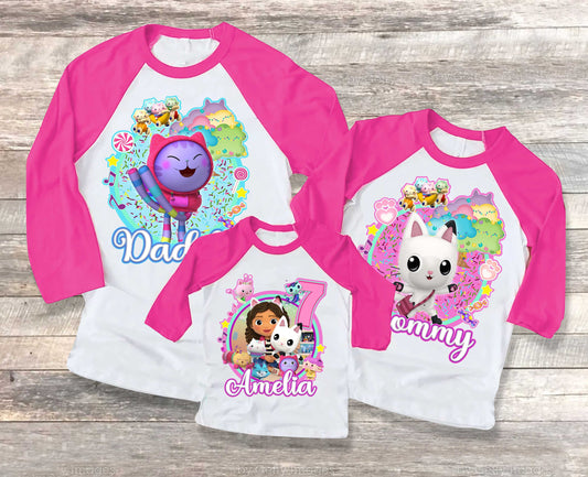 Dollhouse Family Birthday T Shirt, Gabby Theme Party Shirt , Gift Birthday Shirt, family tees Custom