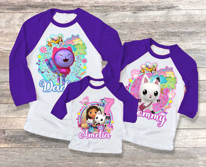 Dollhouse Family Birthday T Shirt, Gabby Theme Party Shirt , Gift Birthday Shirt, family tees Custom