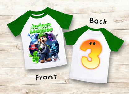 Mario Birthday Custom T Shirt, Personalized Family shirt, All colors, All Sizes, Short, 3/4 & Long Raglan Sleeves