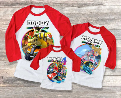 Mario Family Birthday Shirt  Personalized Family shirt All colors  All Sizes  Short T shirt Raglan Sleeves
