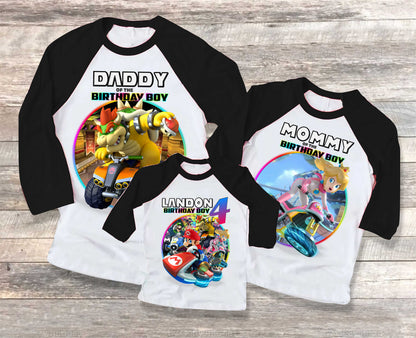 Mario Family Birthday Shirt  Personalized Family shirt All colors  All Sizes  Short T shirt Raglan Sleeves