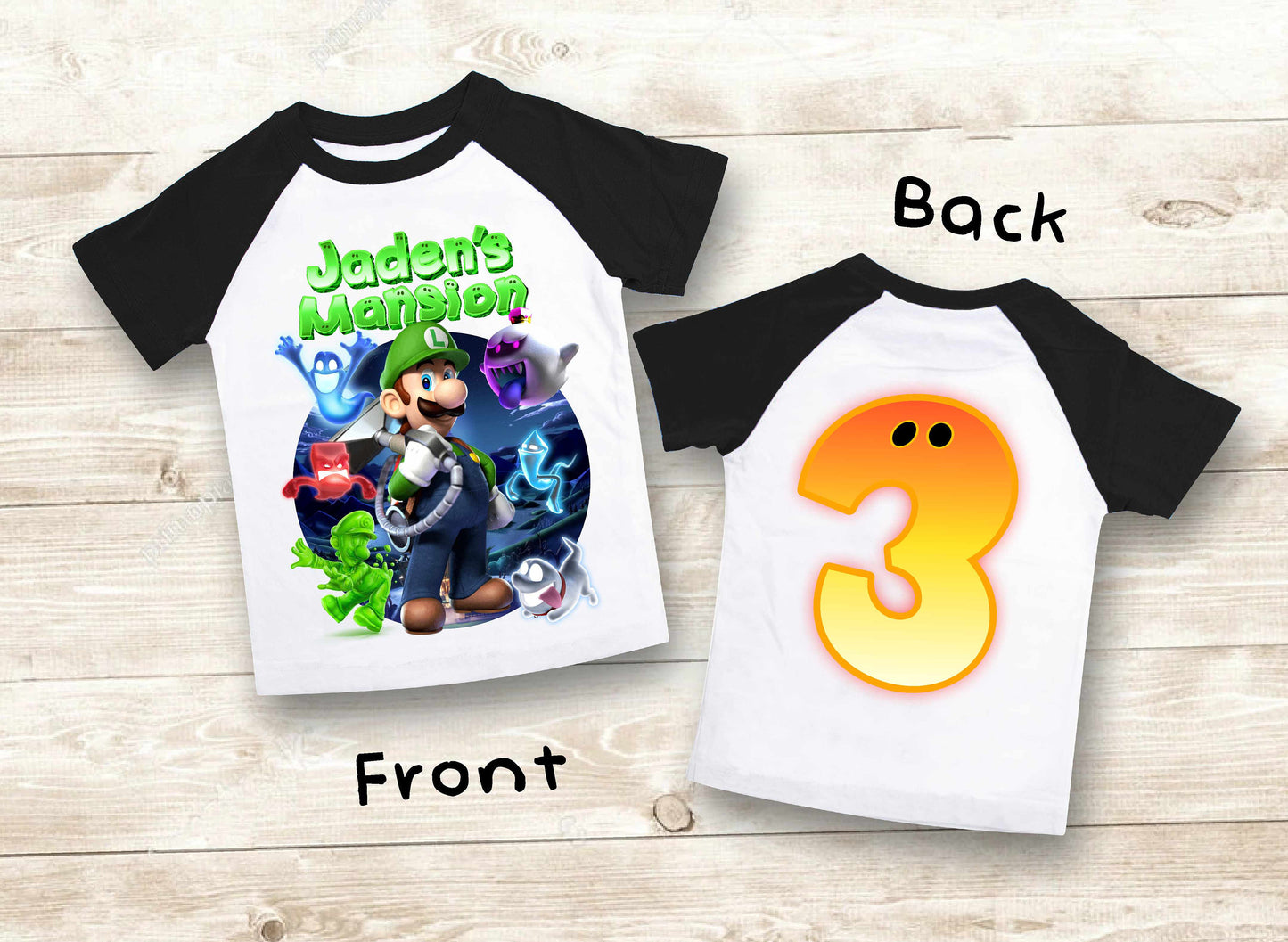 Mario Birthday Custom T Shirt, Personalized Family shirt, All colors, All Sizes, Short, 3/4 & Long Raglan Sleeves
