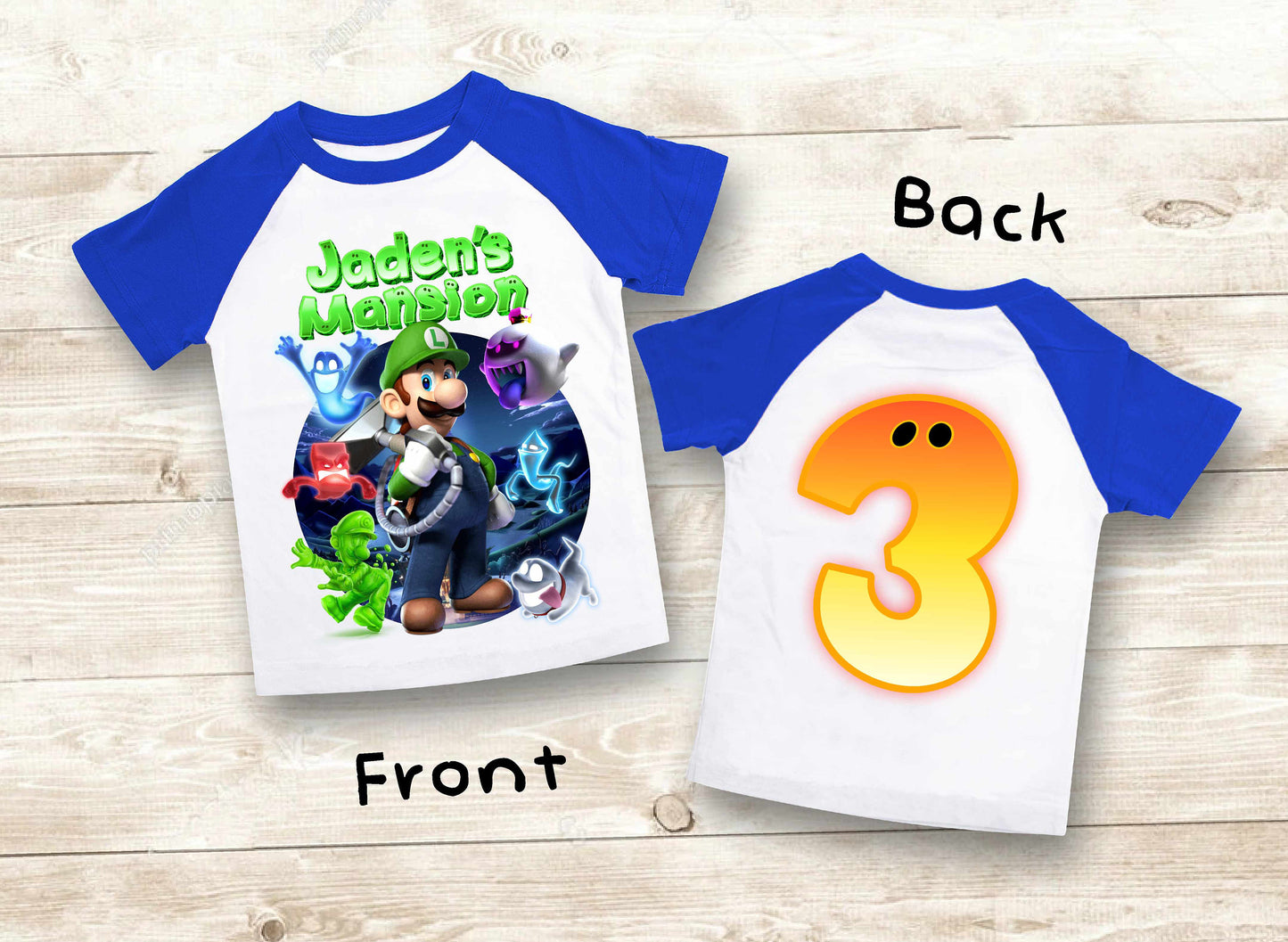 Mario Birthday Custom T Shirt, Personalized Family shirt, All colors, All Sizes, Short, 3/4 & Long Raglan Sleeves