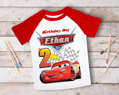 Cars Birthday T Shirt, Lightning Mcqueen theme Party, Gift Birthday Shirt, family tees Custom