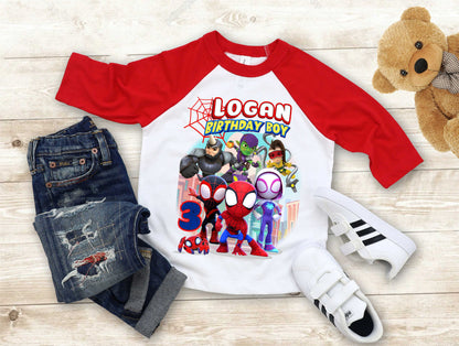 Spiderman Inspired Birthday T Shirt, Spidey & His friends theme Party, Gift Birthday Shirt, family tees Custom