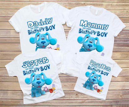 Blue Dog Inspired Birthday T ShirBlue Clues Birthday T Shirt, Personalized shirt kids, Family tees Customt, Blue Funny Dog theme Party, Blue Dog Personalized shirt kids, Gift Birthday Shirt, family tees Custom