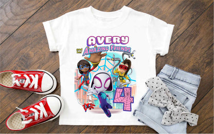 Spiderman Inspired Birthday T Shirt, Ghost Spider & Spidey theme Party, Personalized shirt, Gift Birthday Shirt, family tees Custom D5
