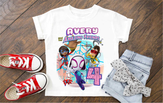 Spiderman Inspired Birthday T Shirt, Ghost Spider & Spidey theme Party, Personalized shirt, Gift Birthday Shirt, family tees Custom D5