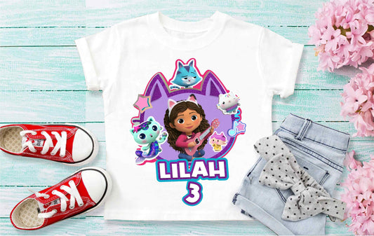 Dollhouse Birthday T Shirt, Gabby Theme Party Shirt, Personalized shirt kids, Family tees Custom