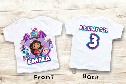 Dollhouse Birthday T Shirt, Gabby Theme Party Shirt, Personalized shirt kids, Family tees Custom