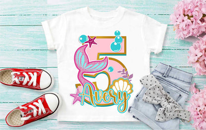 Mermaid Birthday Girl Shirt,  Mermaid Personalized shirt for Girls, Gift Birthday Shirt, family tees Custom
