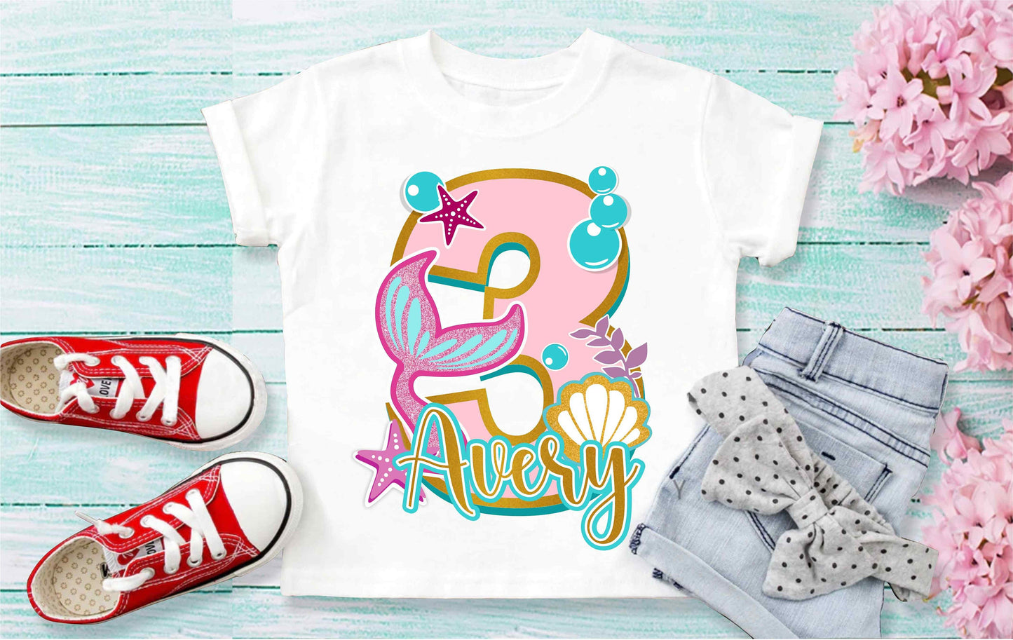 Mermaid Birthday Girl Shirt,  Mermaid Personalized shirt for Girls, Gift Birthday Shirt, family tees Custom
